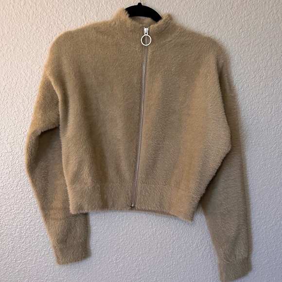 Gymshark X Whitney Simmons Eyelash Knit Jacket, Cement Brown, Small - Picture 3 of 11